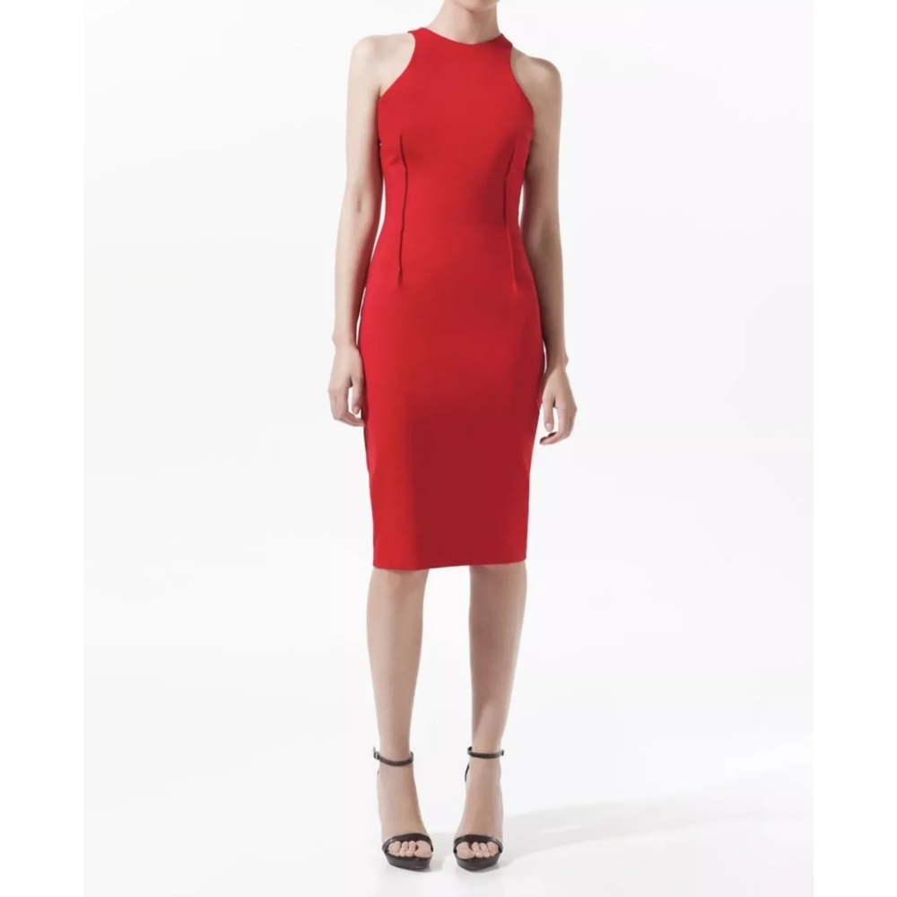 ZARA Red Pencil Midi Dress Women's Size M
